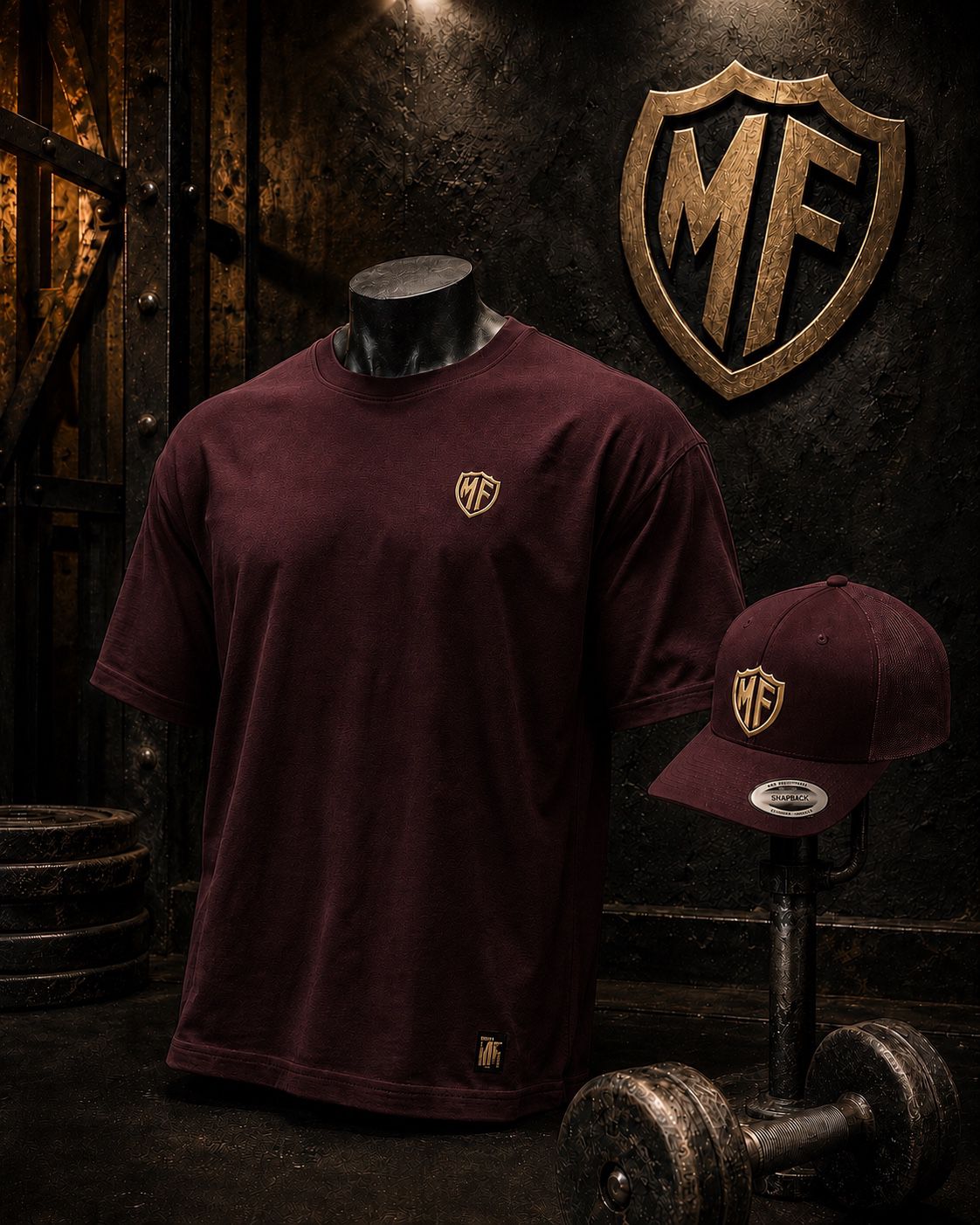 Monster Factory badge tee | Maroon | Oversized