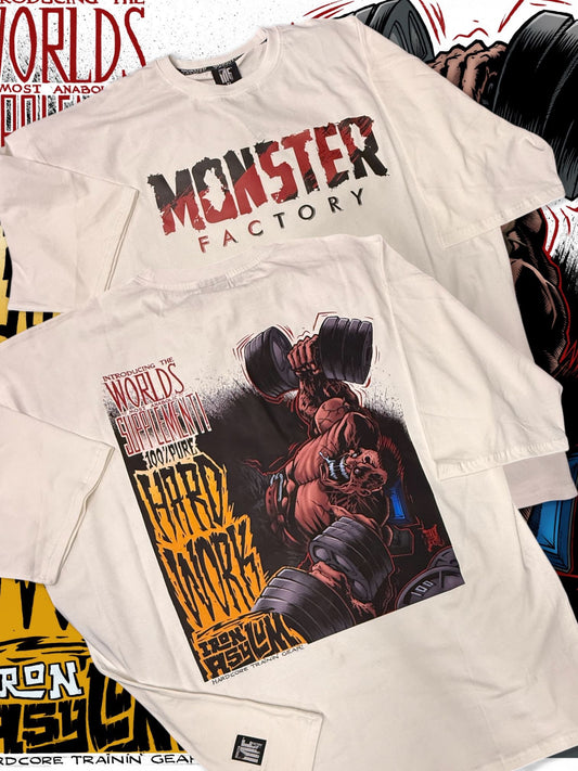 Monster Factory “Hard Work” Oversized Tee – White
