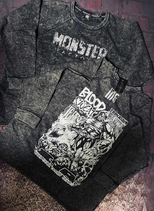 Blood, sweat & No fears oversized rag hoodie