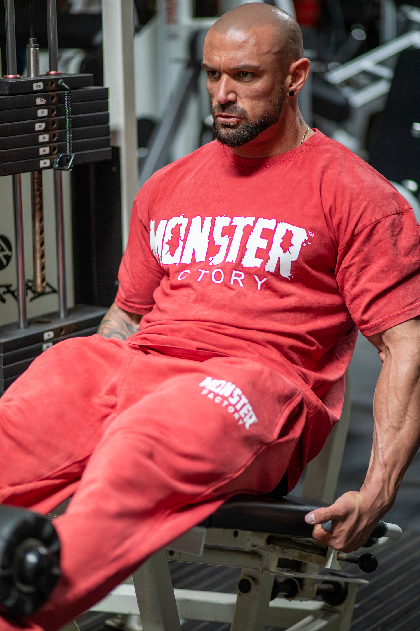 Red stone wash joggers