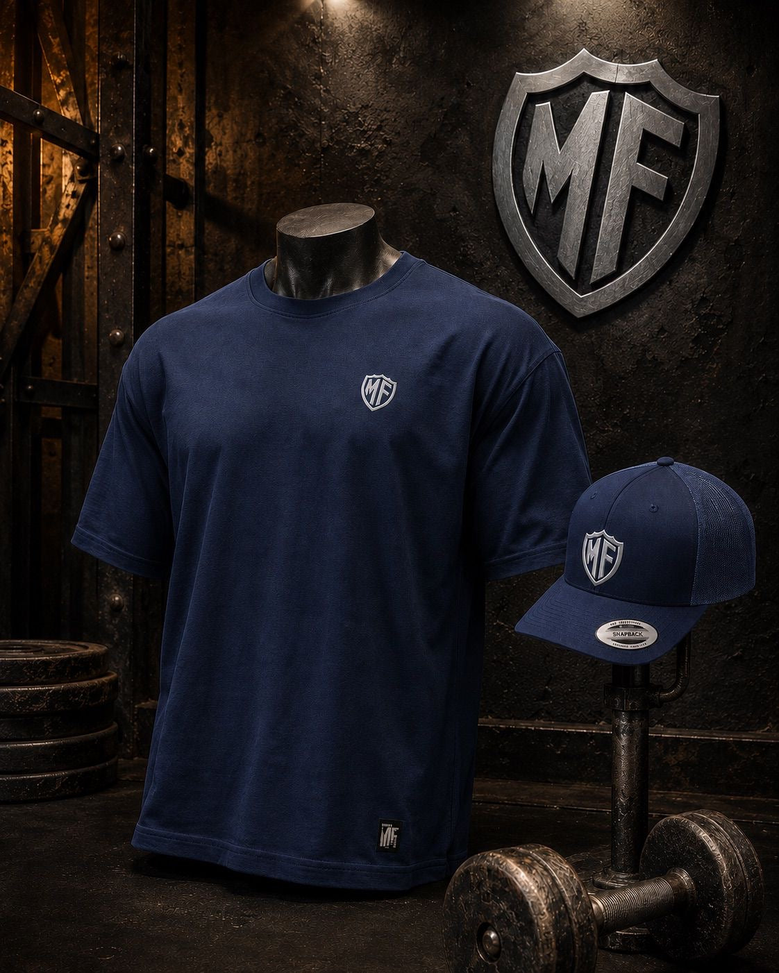 Monster Factory badge tee | Navy | Oversized