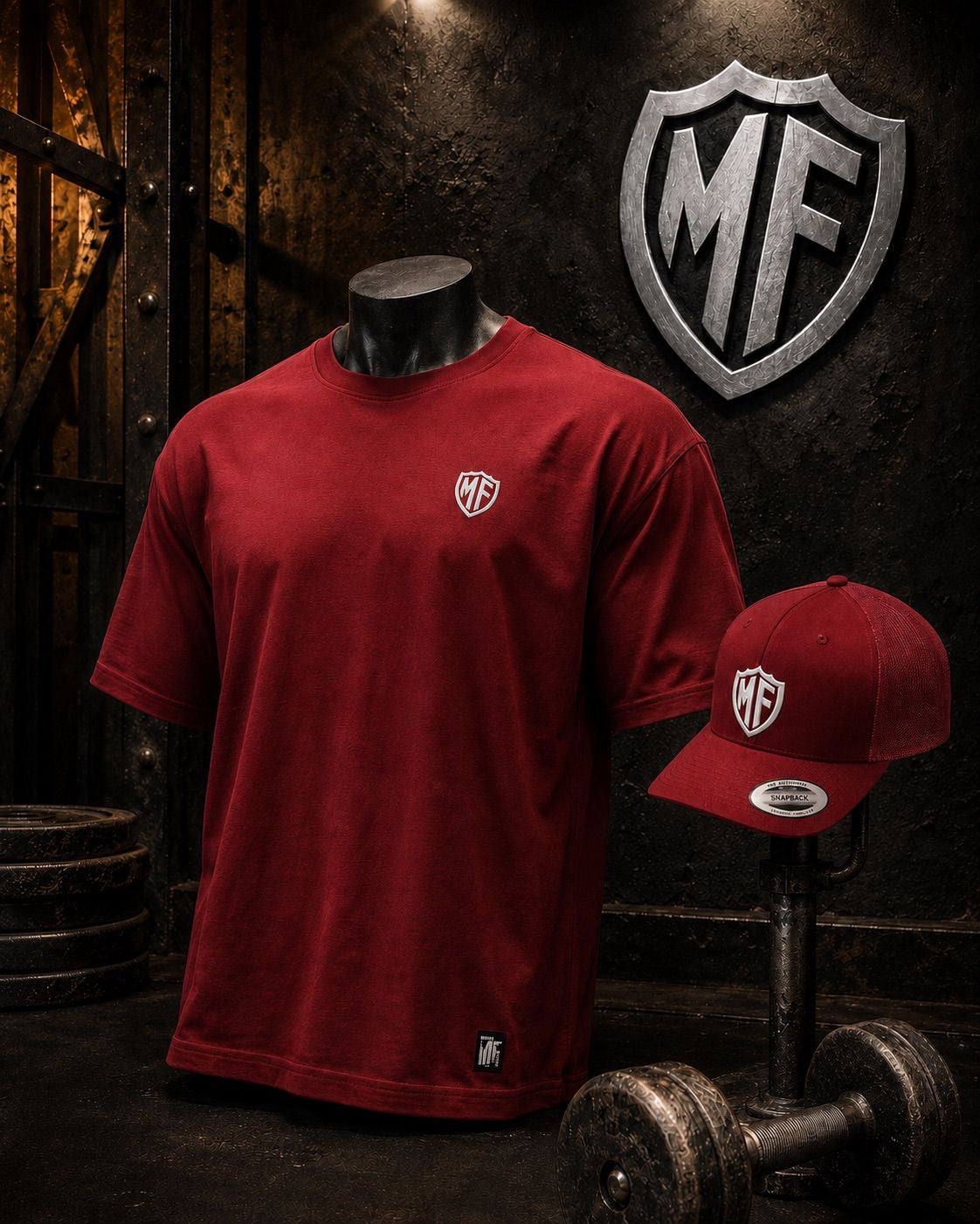 Monster Factory badge tee | Red | Oversized