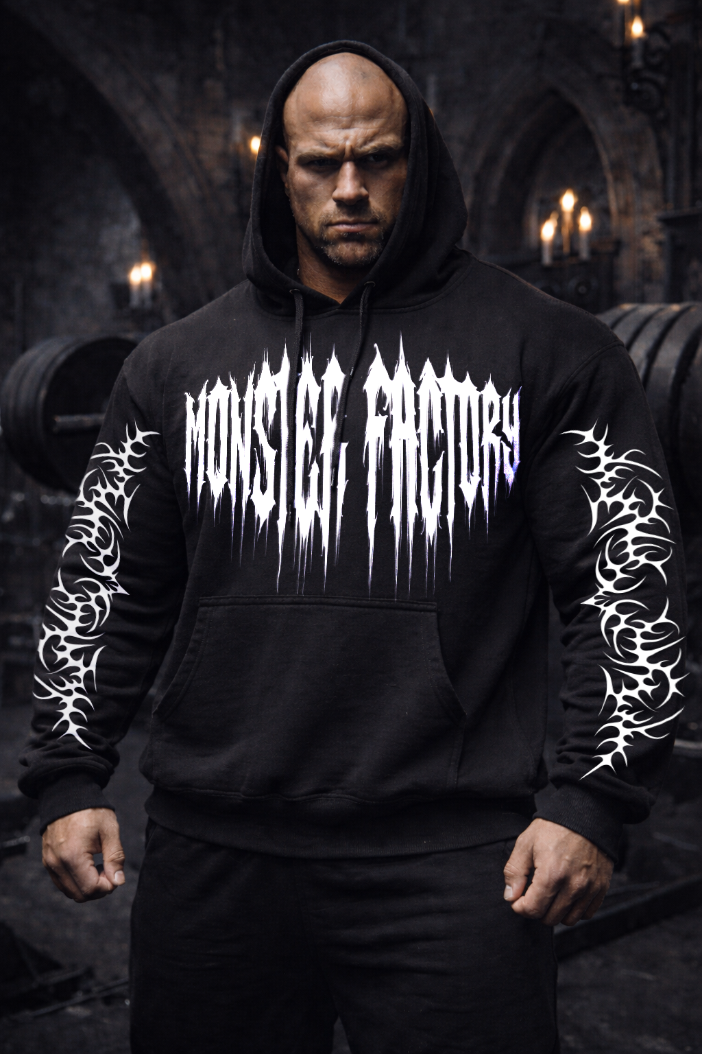 White print gothic hoodie