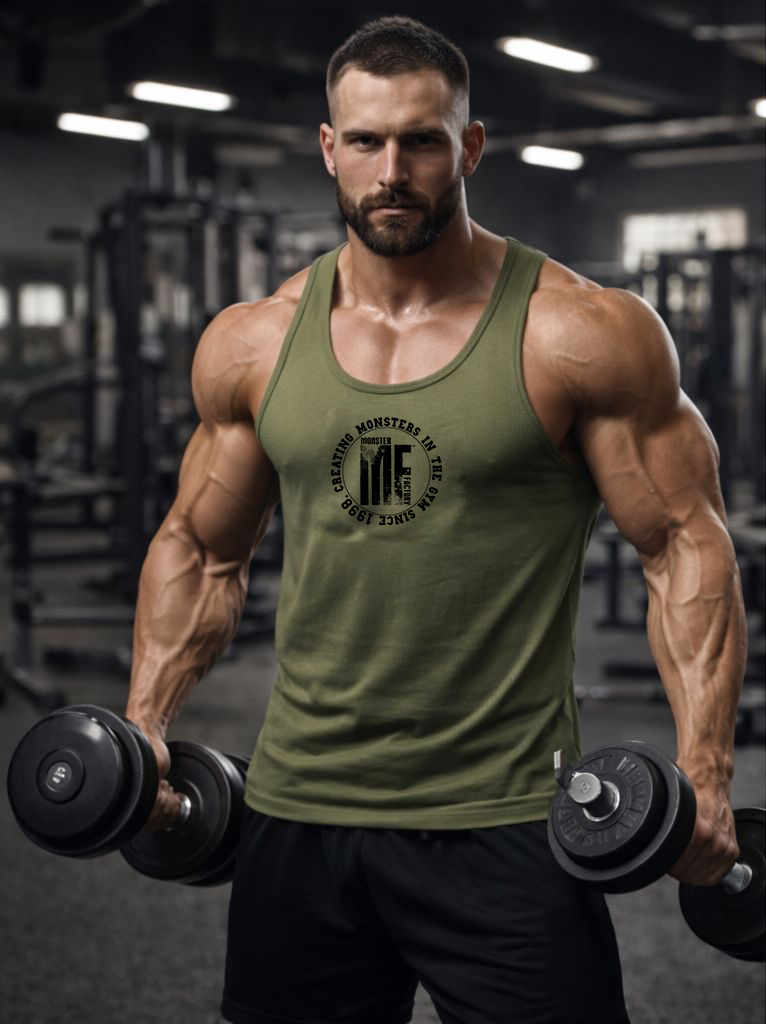 Khaki Green Ribbed Fitted vest