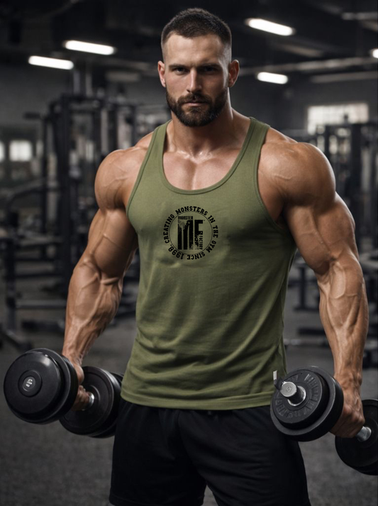 Khaki Green Ribbed Fitted vest